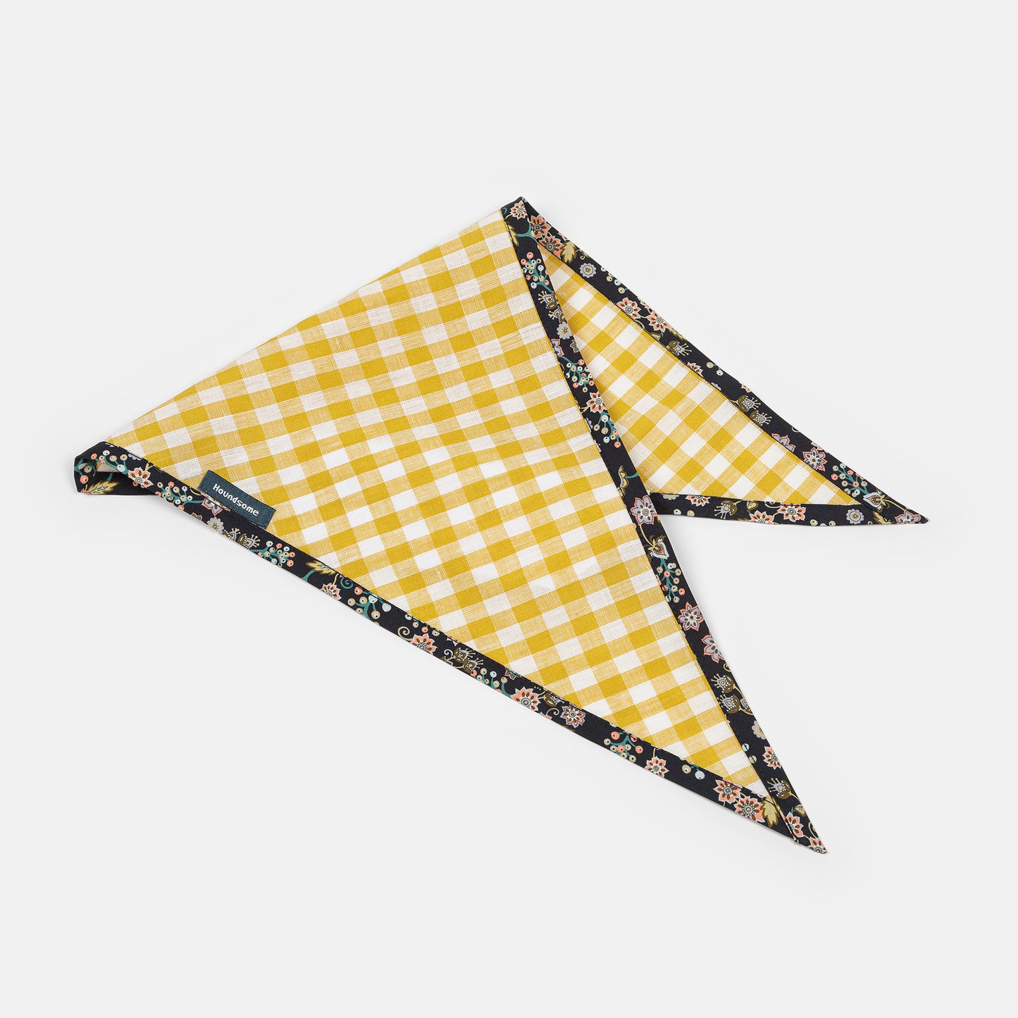Dog Cravat Canary Gingham Buds & Berries