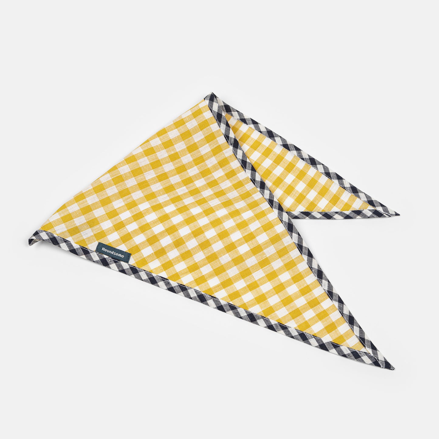 Dog Cravat Canary Gingham Navy Gingham