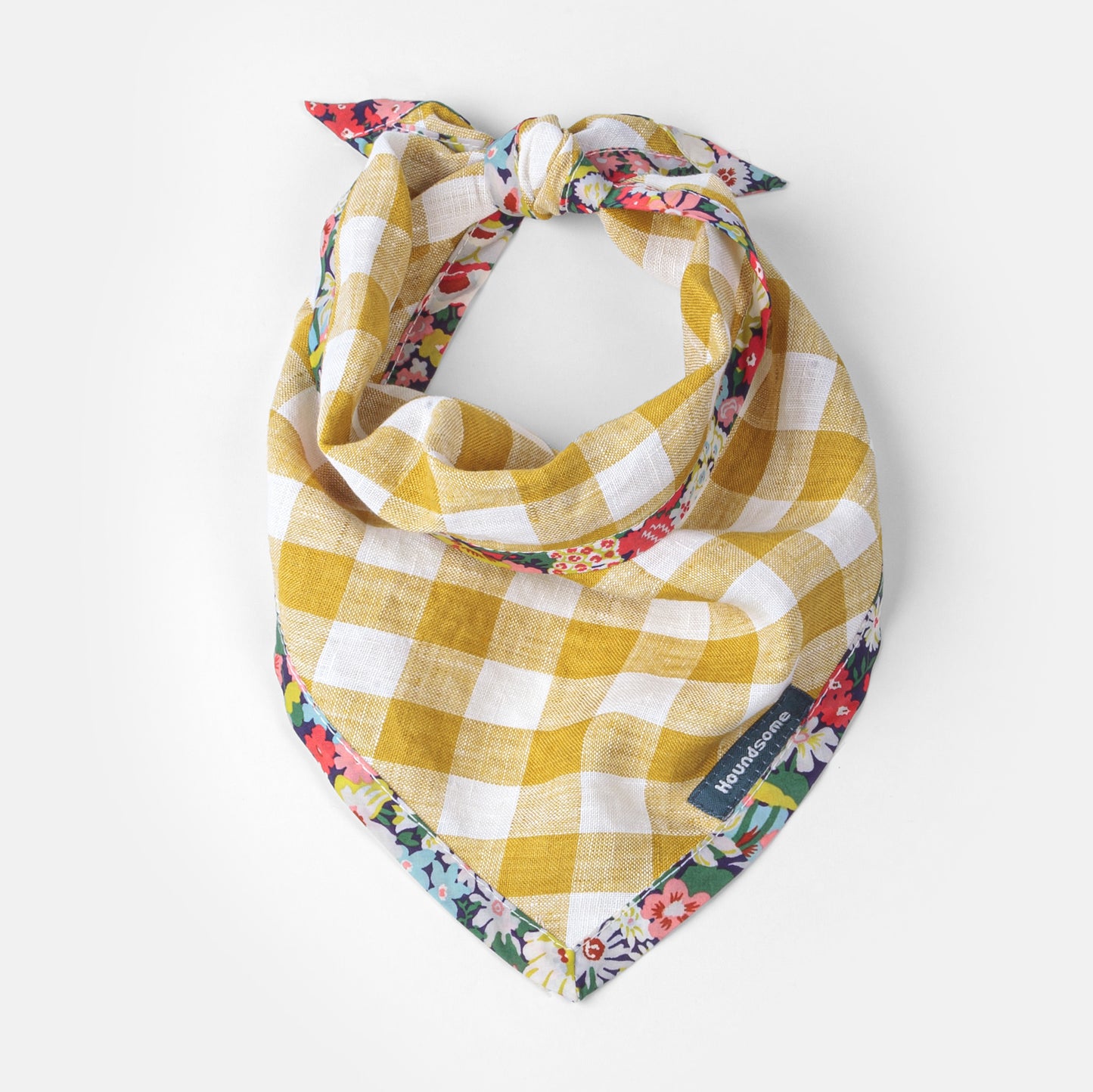 Dog Cravat Citrine Gingham Flora