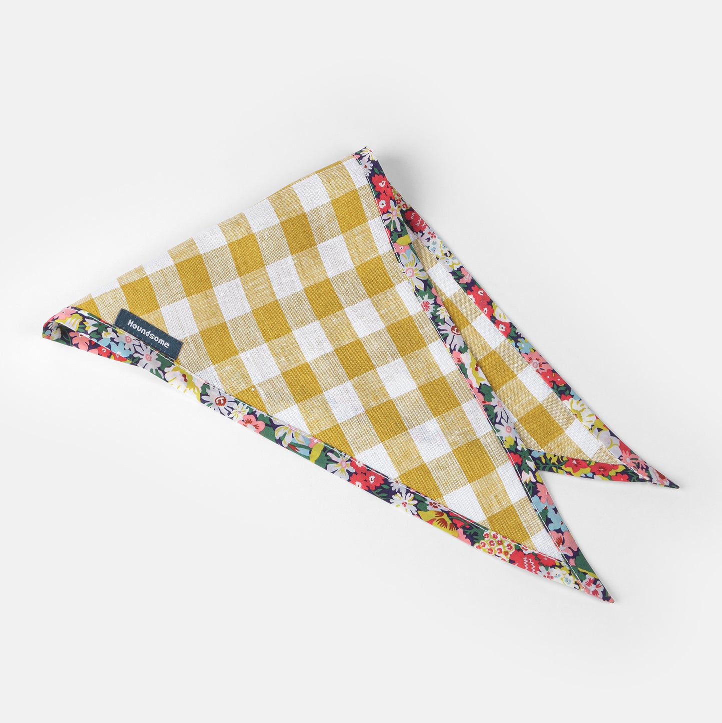 Dog Cravat Citrine Gingham Flora