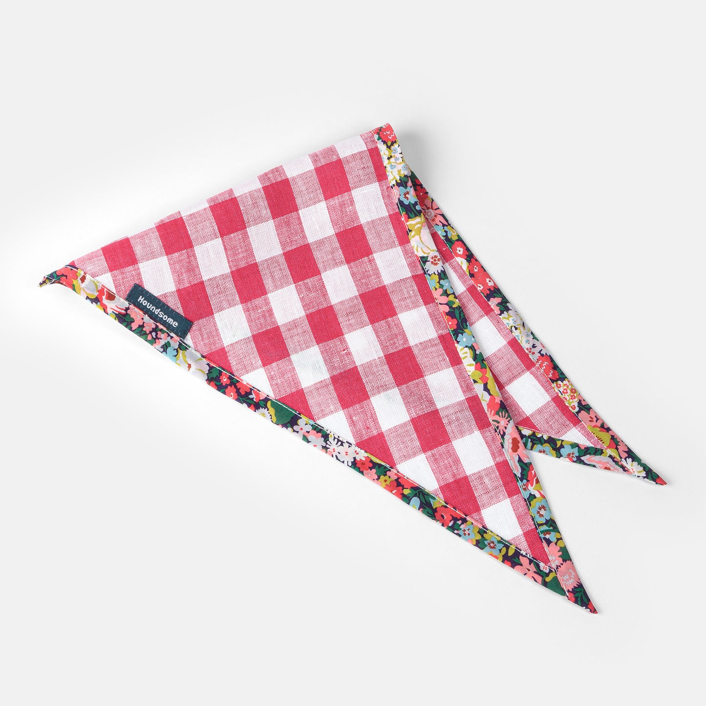 Dog Cravat Red Gingham Flora