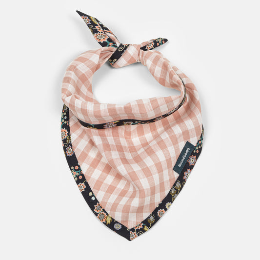 Dog Cravat Rose Gingham Buds & Berries