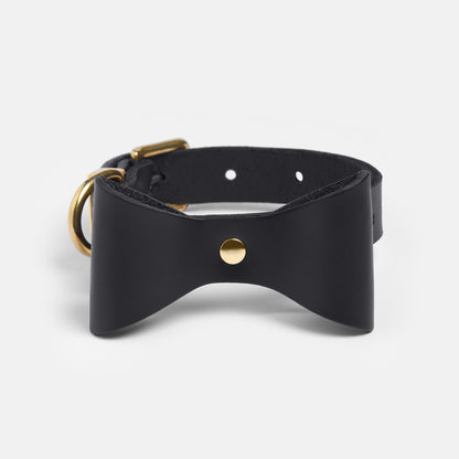 Dog Collar Brocky Bow Black