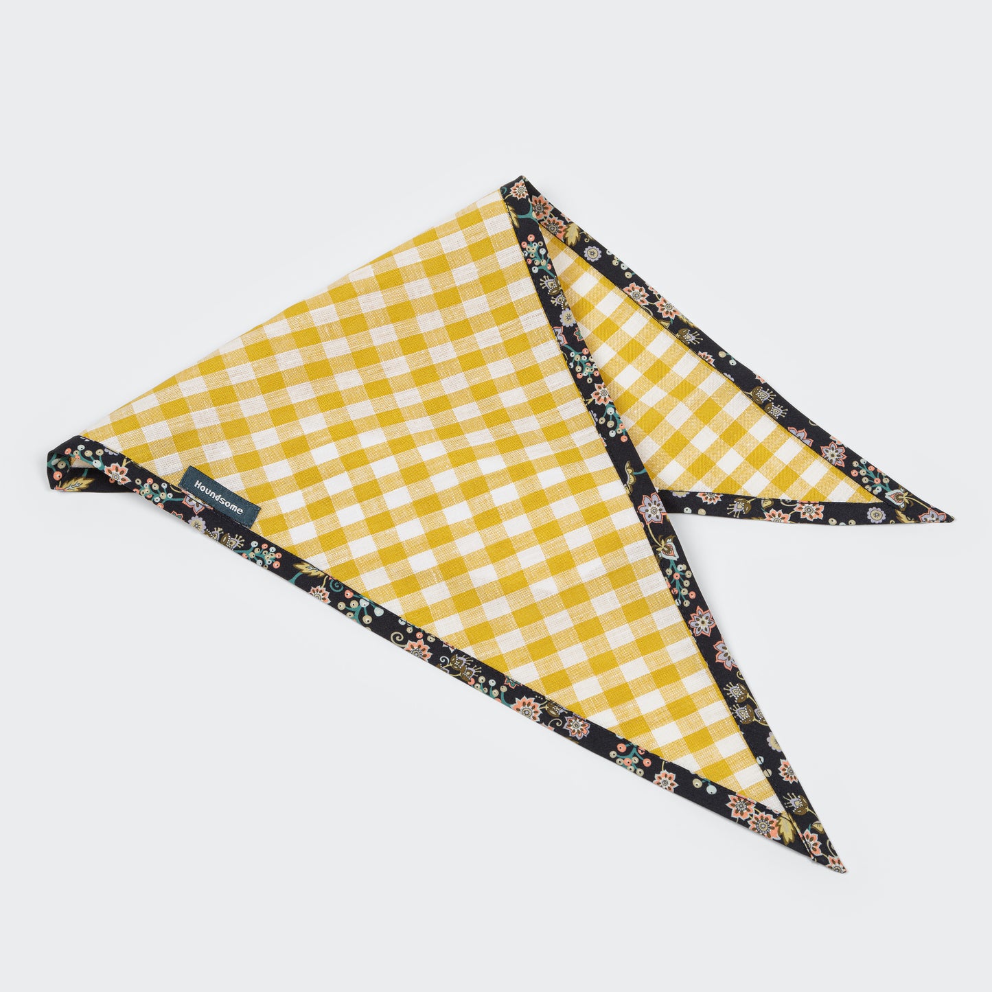 Dog Cravat Canary Gingham Buds & Berries