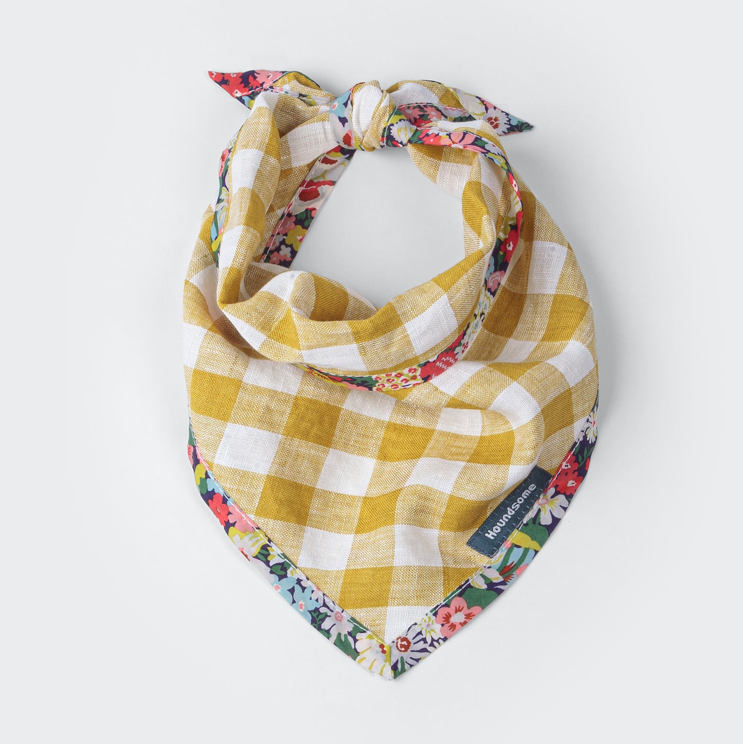 Dog Cravat Citrine Gingham Flora