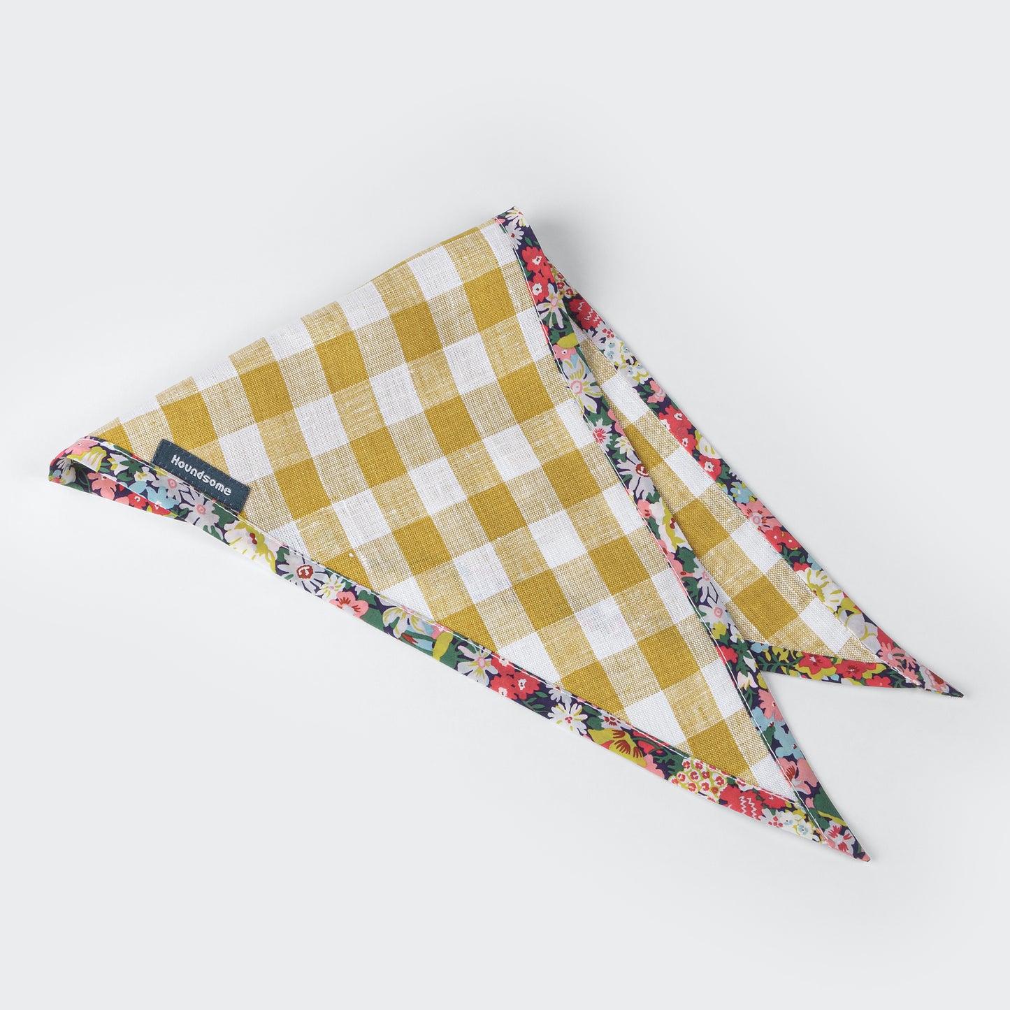 Dog Cravat Citrine Gingham Flora