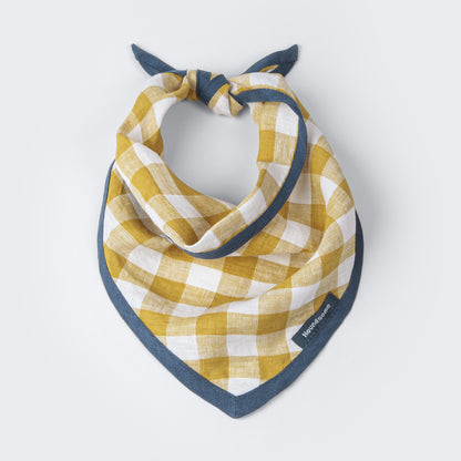 Dog Cravat Citrine Gingham Teal