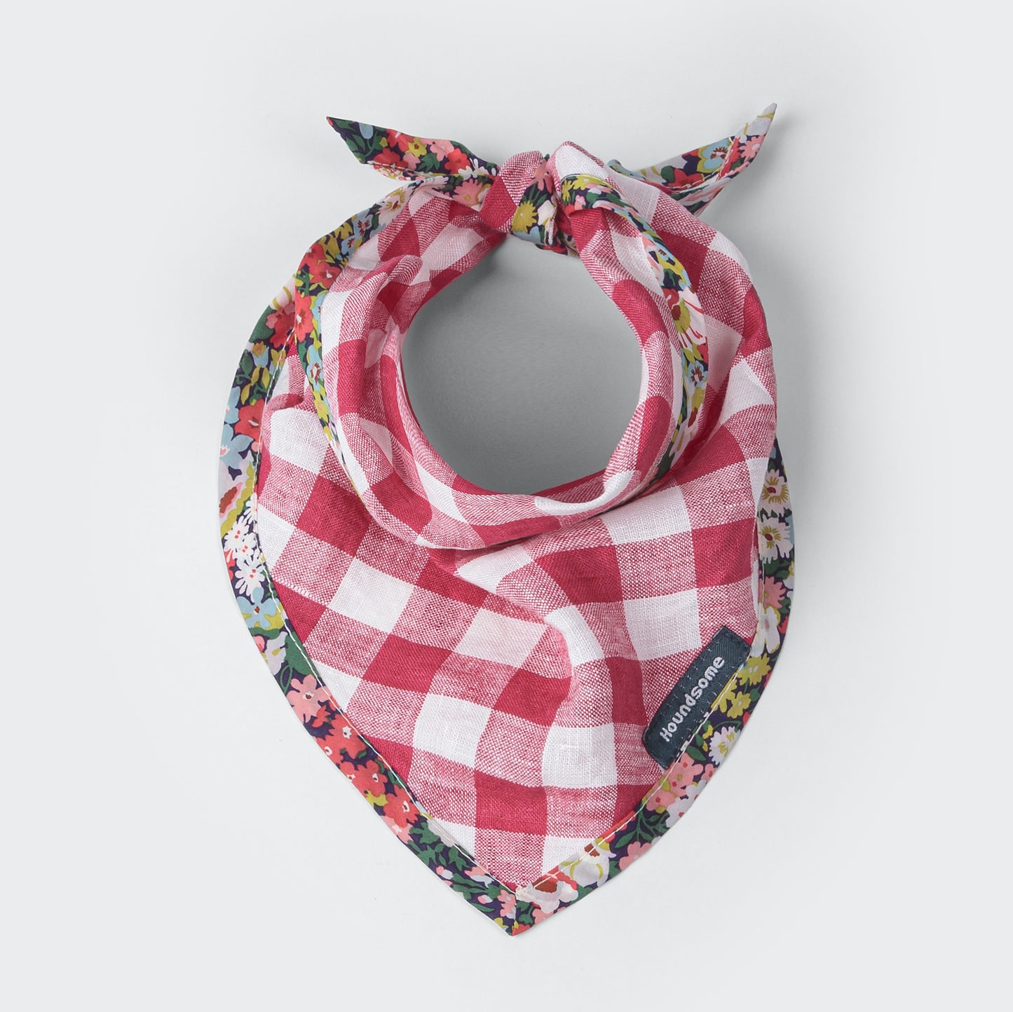 Dog Cravat Red Gingham Flora