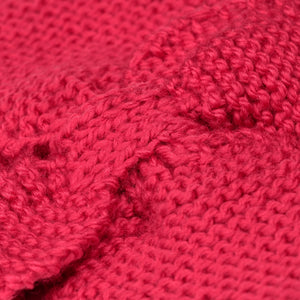 Close up Australian made Cerise pink medium hand-knitted Australian pure wool dog scarf